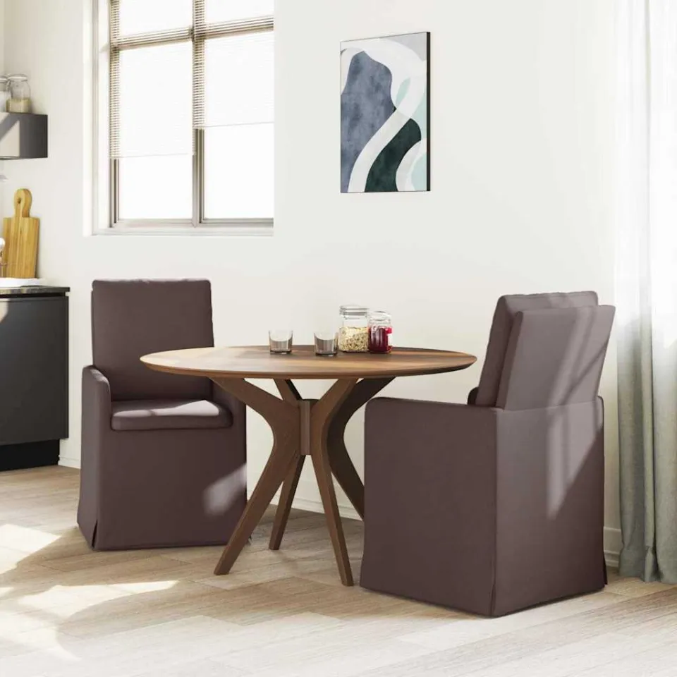 vidaXL Eettafelstoelen 2 st Stof Donkerbruin 57 x 67 x 98 cm bruin, foto 3