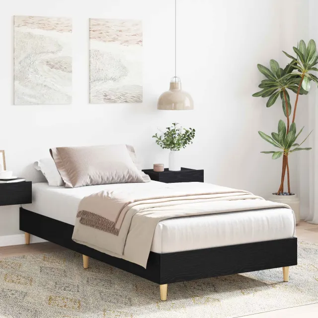 vidaXL Bedframe Zwart eiken 80 x 200 cm Bewerkt hout