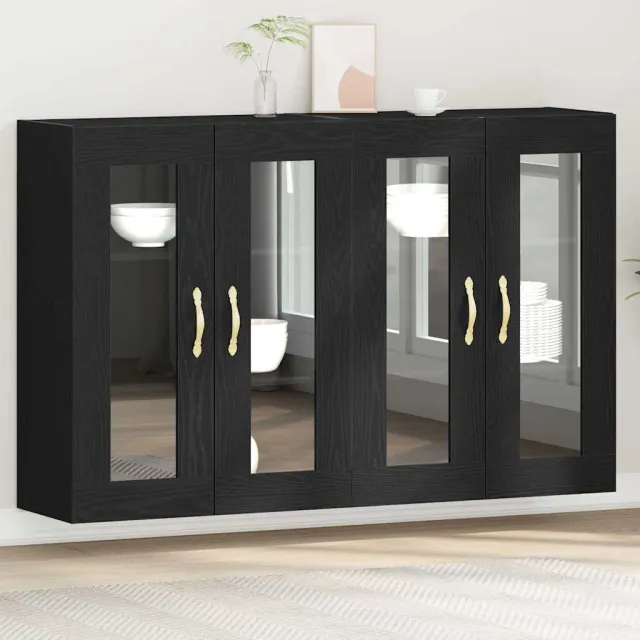 vidaXL Wandkasten 2 st Zwart Eiken 69,5 x 34 x 90 cm Bewerkt hout, foto 2