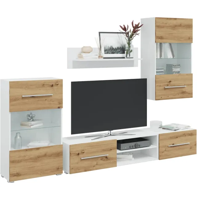 vidaXL 5-delige Tv-meubels met LED bewerkt hout artisanaal eikenkleur, foto 2
