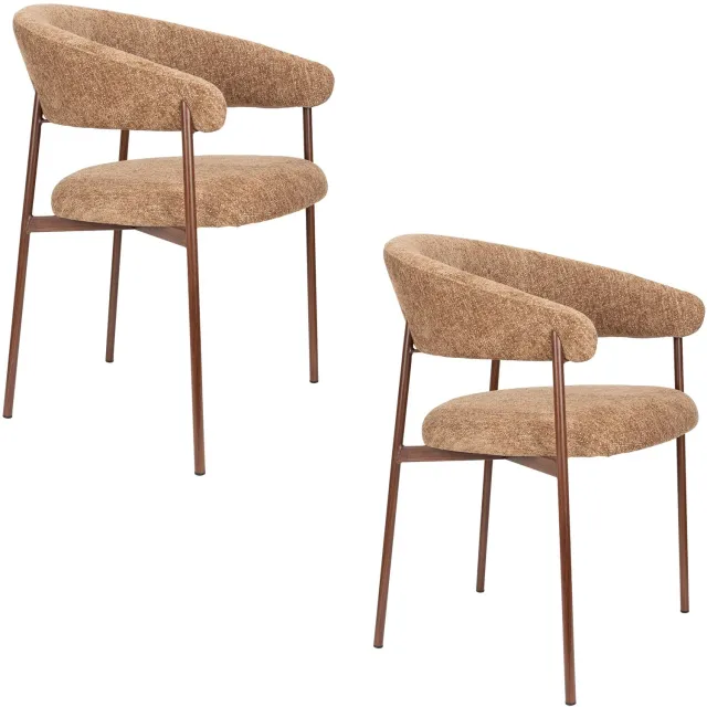 Housecraft Living Richard Eetkamerstoelen Armleuning Gemêleerd Bruin - Set van 2