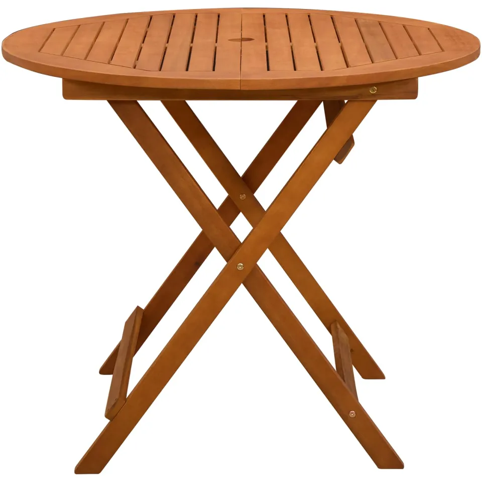 vidaXL Vouw Tuintafel Bruin Ø 90 x 75 cm Massief Eucalyptushout, foto 4