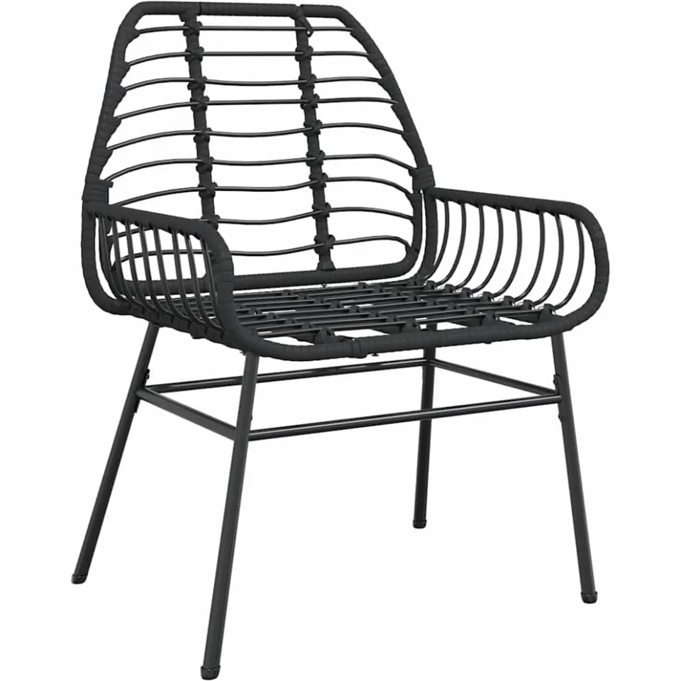 vidaXL 3-delige Tuinset poly rattan glas zwart