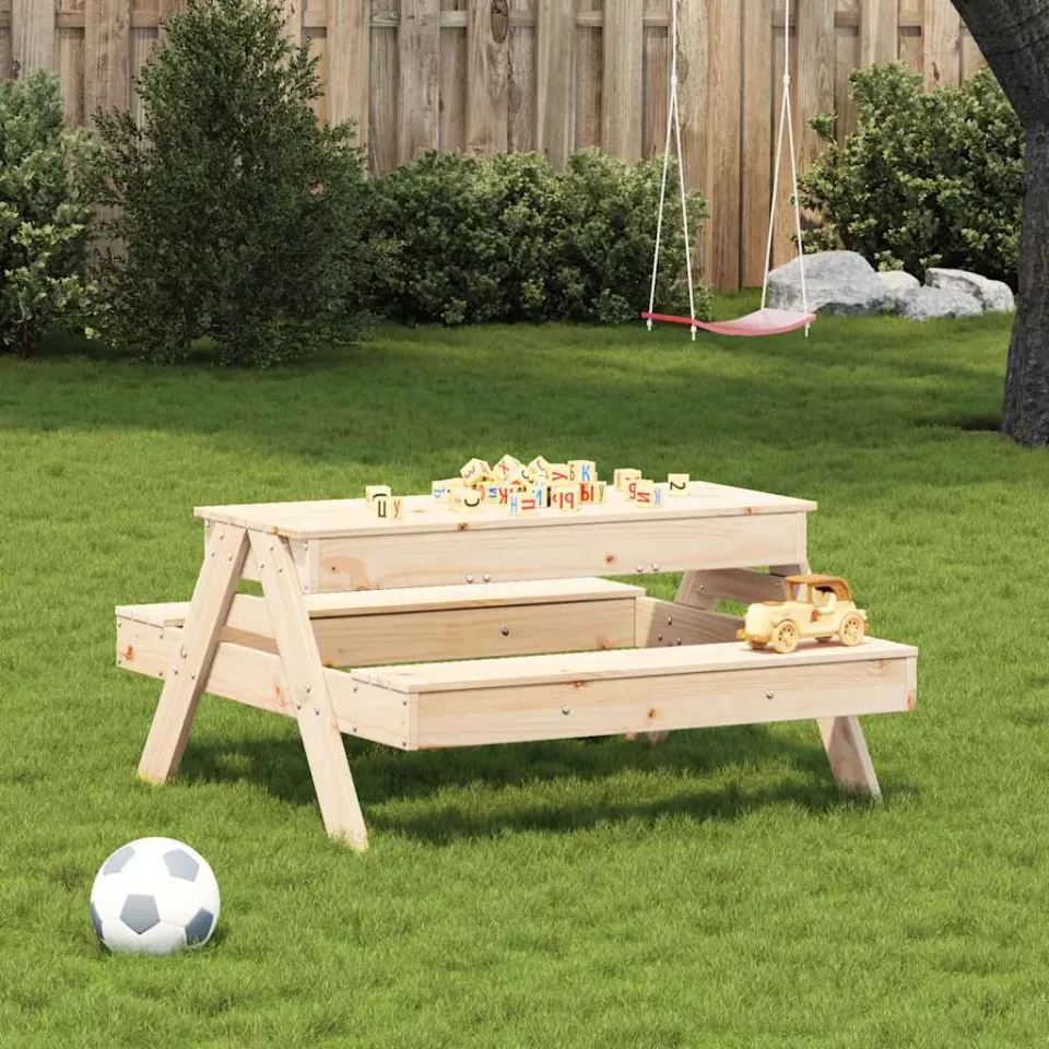 vidaXL Picknicktafel met zandbak voor kinderen massief grenenhout, foto 3