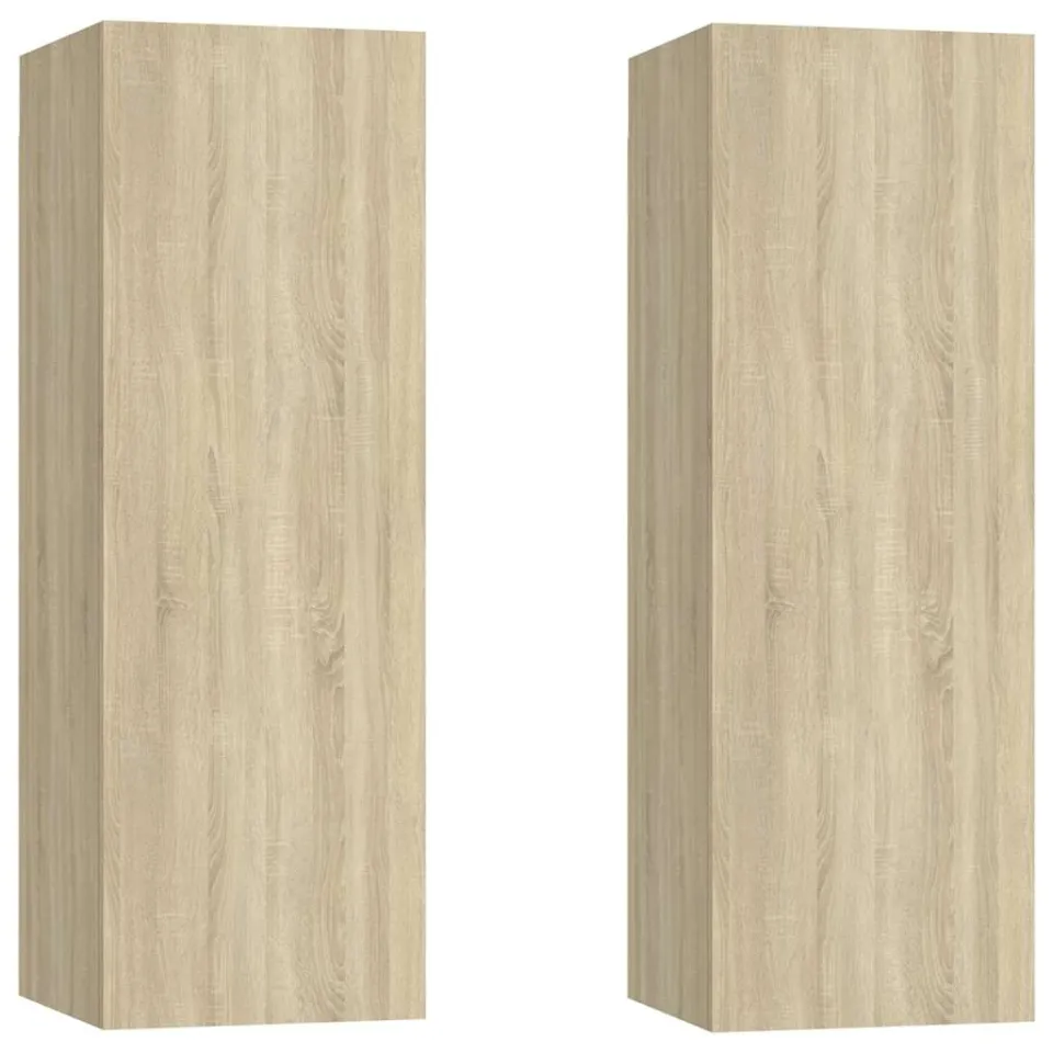 vidaXL Tv-meubels 2 st 30,5x30x90 cm bewerkt hout sonoma eikenkleurig Bruin