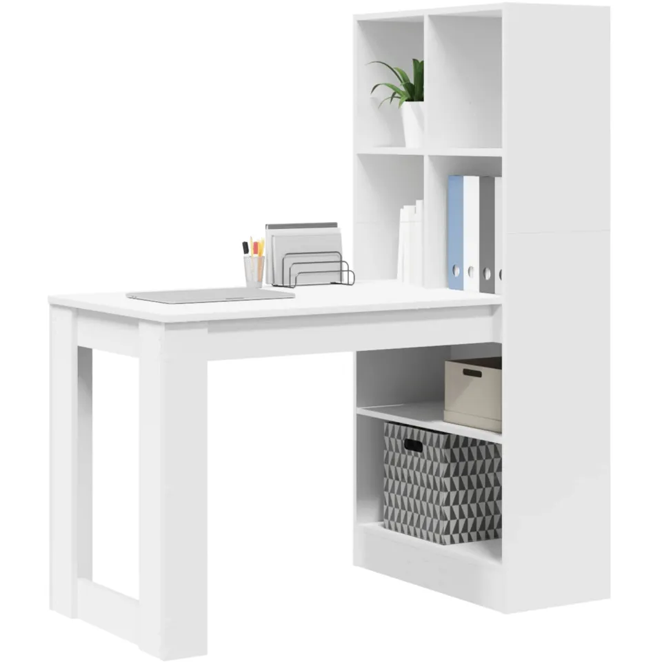 vidaXL Bureau Wit 122 x 67 x 145 cm Bewerkt hout