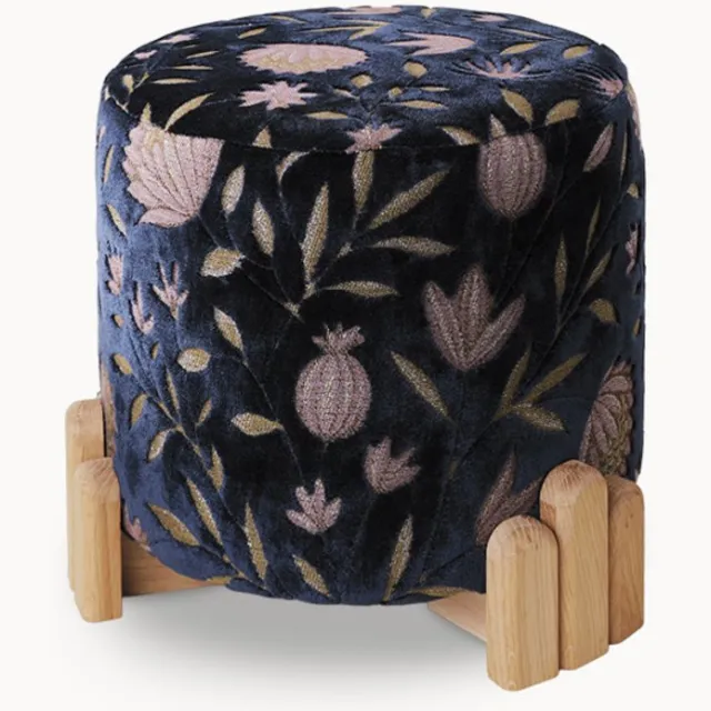 Little King Your Little King Poef Little - Blooming Sky - Dutch Design - Handgemaakt in Nederland - Eikenhout Blauw