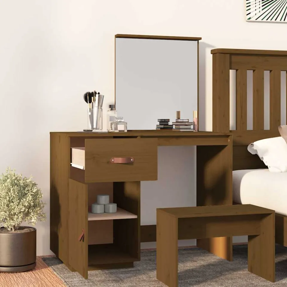 vidaXL Kaptafel 95x50x134 cm massief grenenhout honingbruin bruin, foto 3