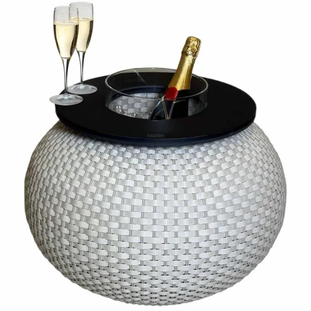 COOTAB Cooler Table 3-in-1 Loungetisch mit Acryl-Kühler Milano 40 cm champagner-schwarz