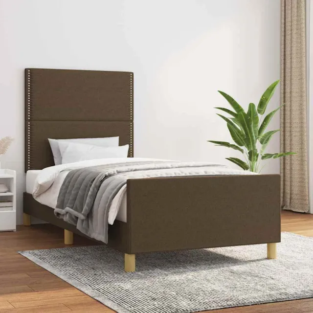 vidaXL Bedframe zonder matras 90x200 cm stof donkerbruin bruin