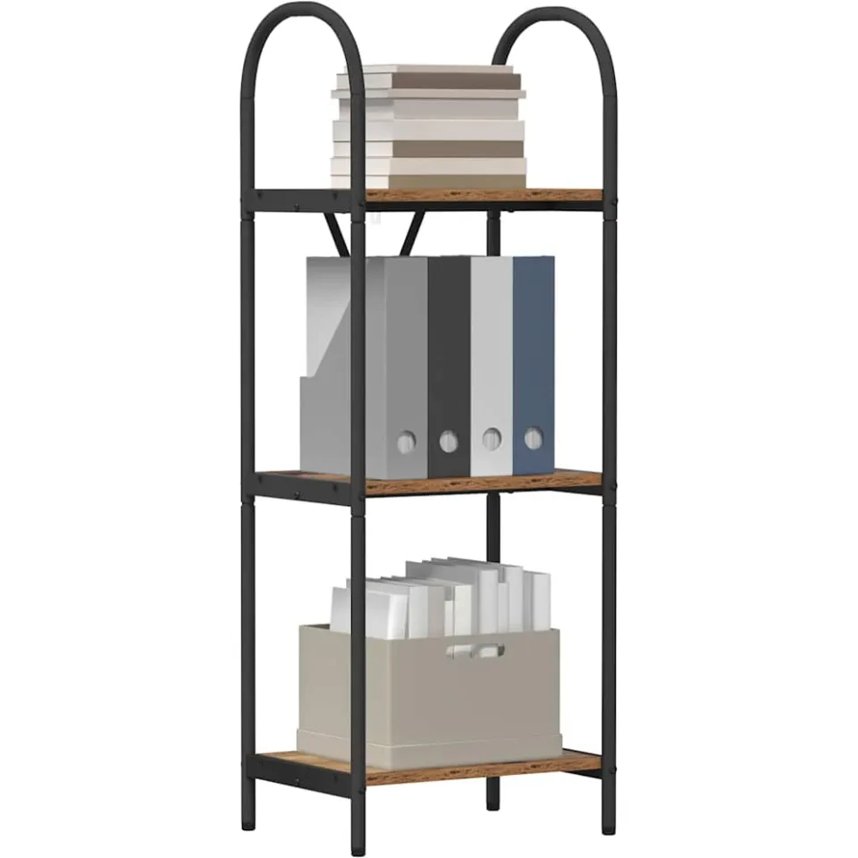 vidaXL Boekenkast 3-laags 40 x 30 x 109 cm Bewerkt hout Oudhout Bruin