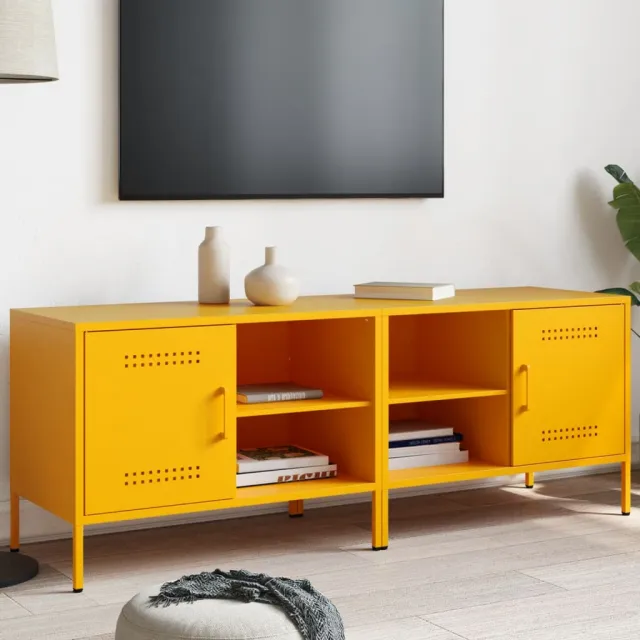 vidaXL Tv-meubelen 2 st 68x39x50,5 cm staal mosterdgeel