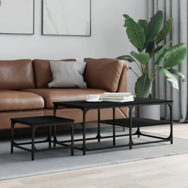 vidaXL 2-delige Tafeltjesset bewerkt hout zwart, foto 2