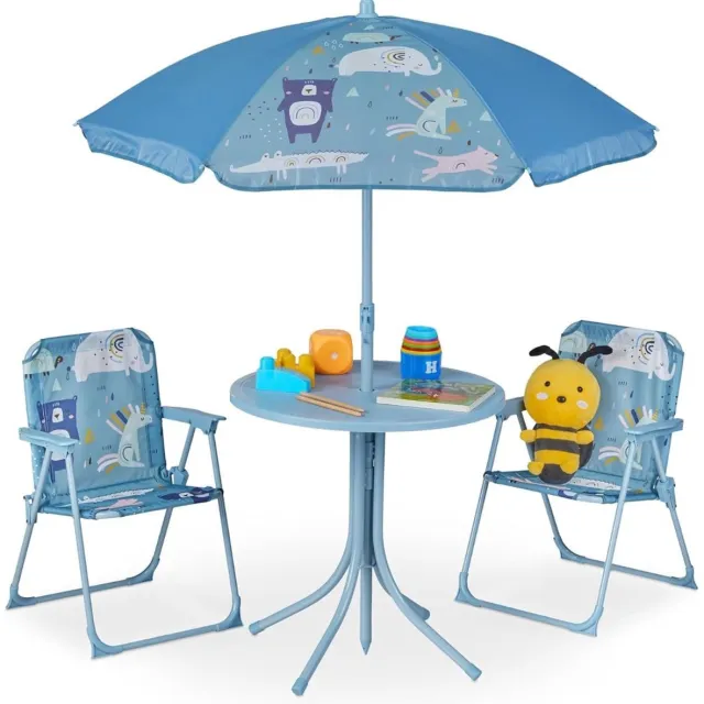 Thuys Kindertafel En Stoeltjes – Kindertafel Met 2 – Peuter Tafel En Stoel – Inclusief Parasol Wit