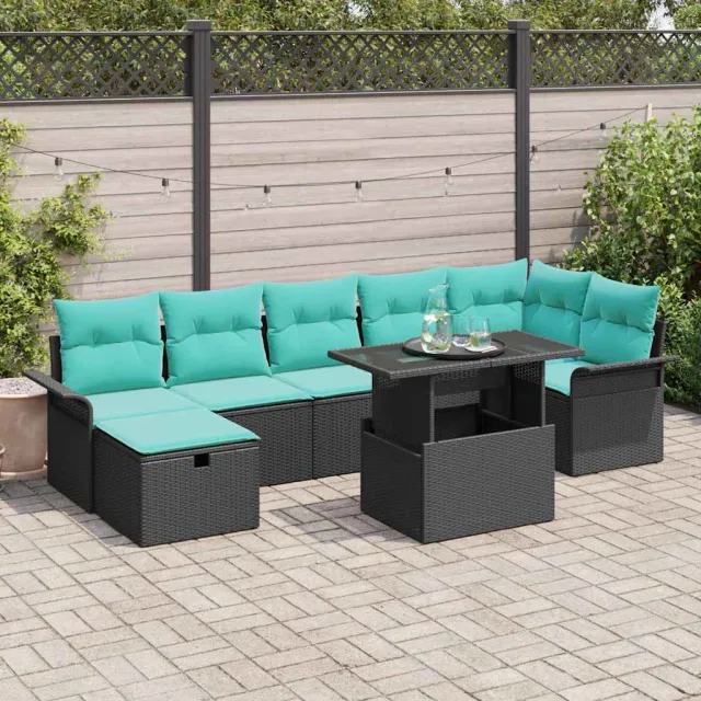 vidaXL Tuin Sofa Set 8 st Zwart poly rattan, foto 2