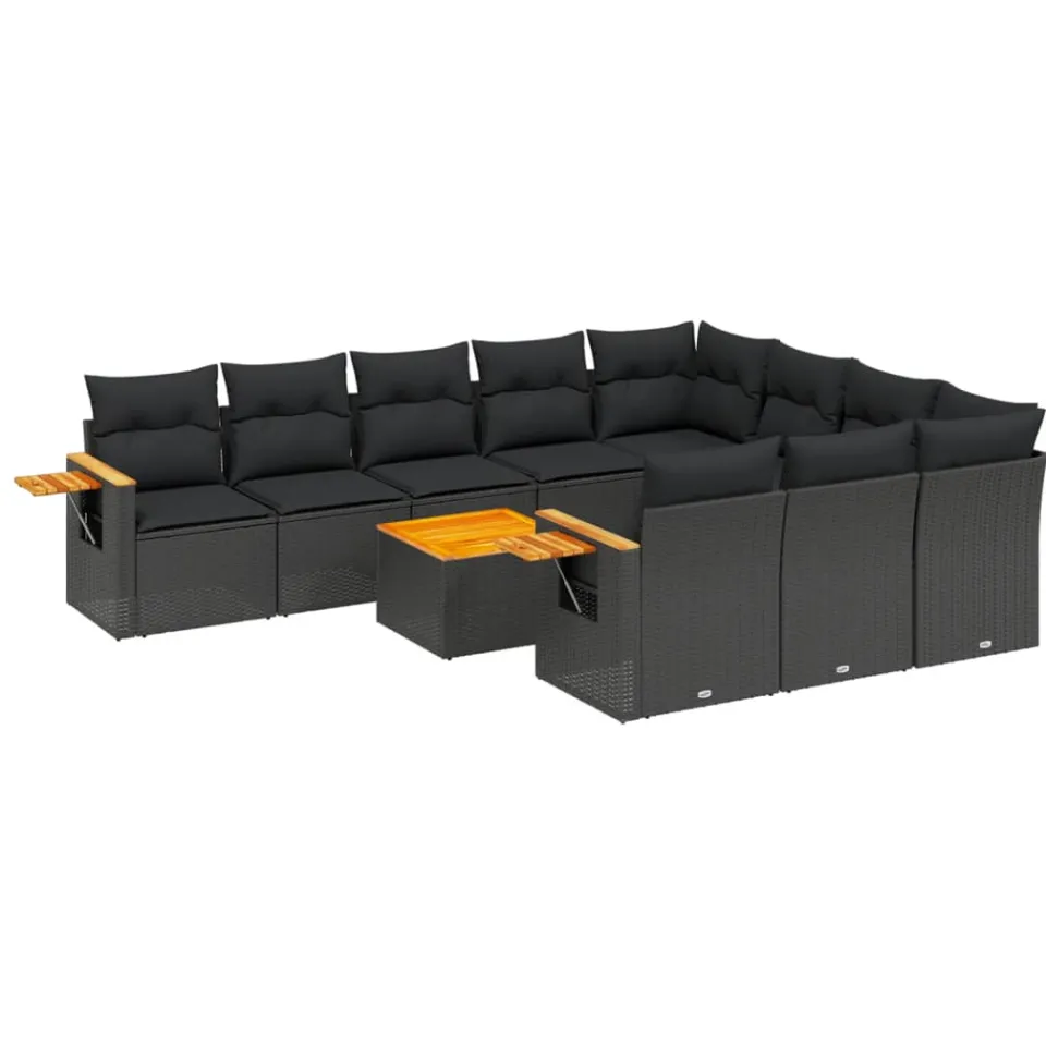 vidaXL Patio Sofa Set 10-zits Black, foto 3