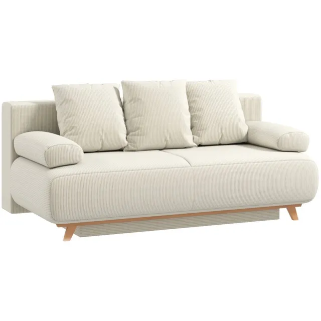 MODENUIT Slaapbank 188 x 100 x 84 cm - Bedfunctie En Opbergruimte - Voor Woonkamer En Slaapkamer - Cord - Beige