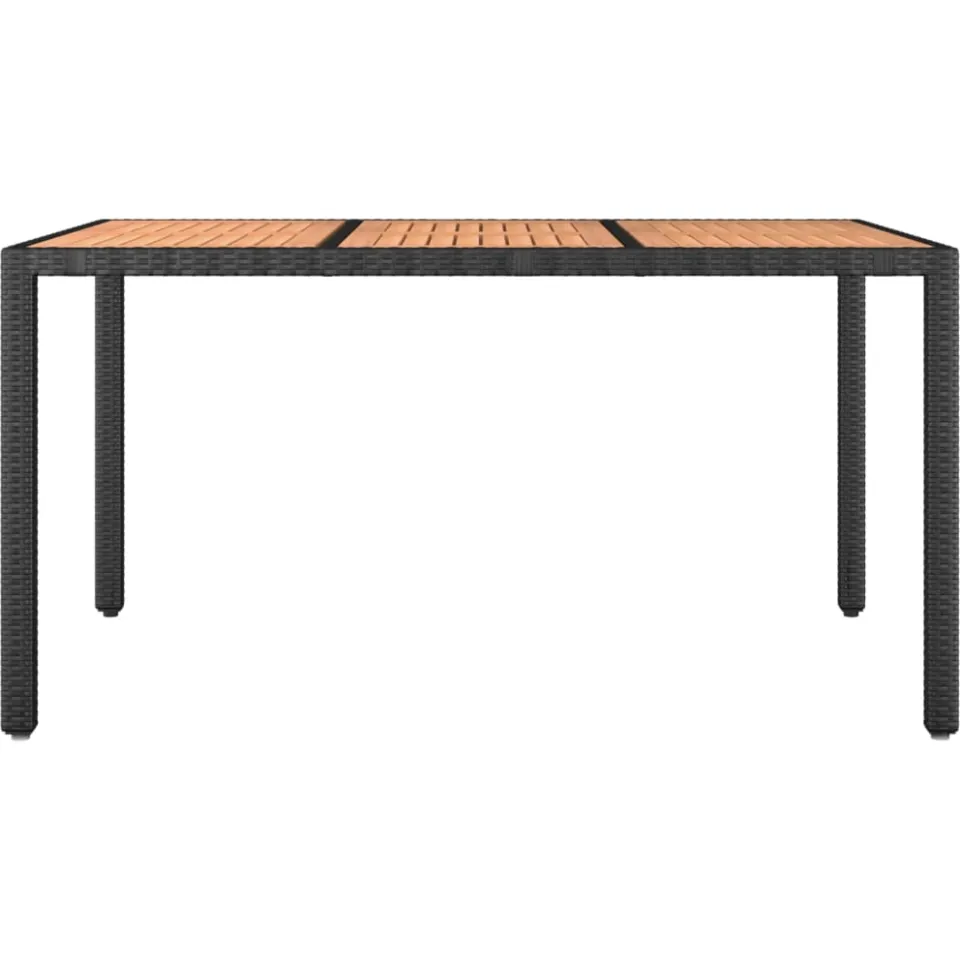 vidaXL Tuintafel met houten blad poly ratten en acaciahout zwart