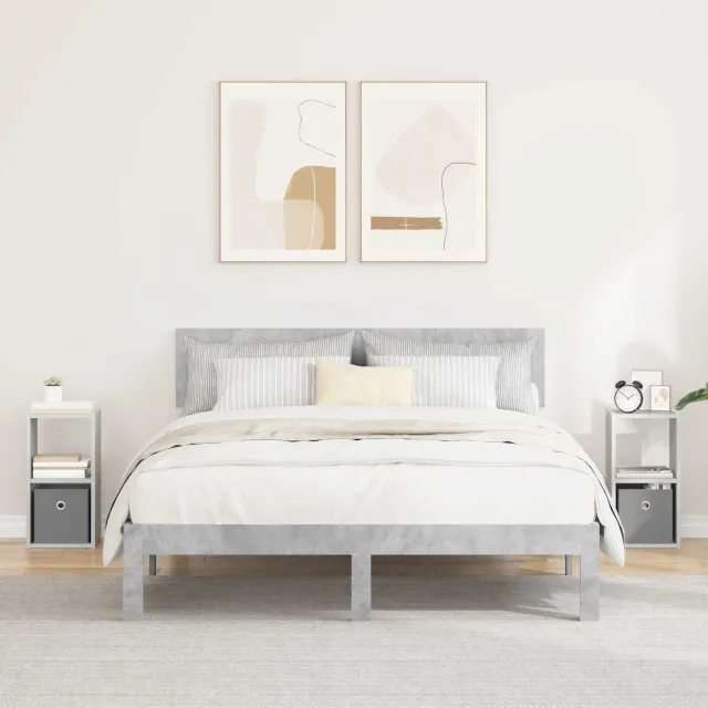 vidaXL Nachtkastje 2 st Beton Grijs 25,5 x 22 x 49,5 cm Bewerkt hout, foto 2