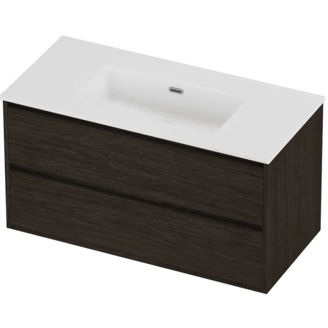 Proline Tribute Badmeubelset Porselein Elegant 100x46x54 cm Glans Wit Mokka Oak Eiken