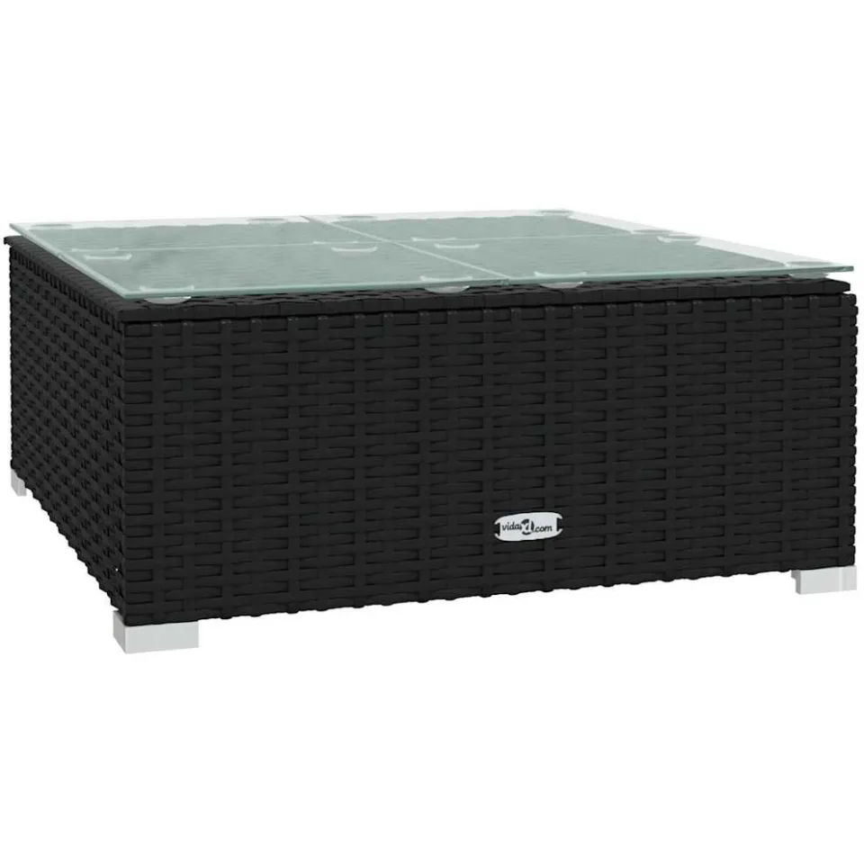 vidaXL 5-delige Loungeset met kussens poly rattan zwart, foto 4