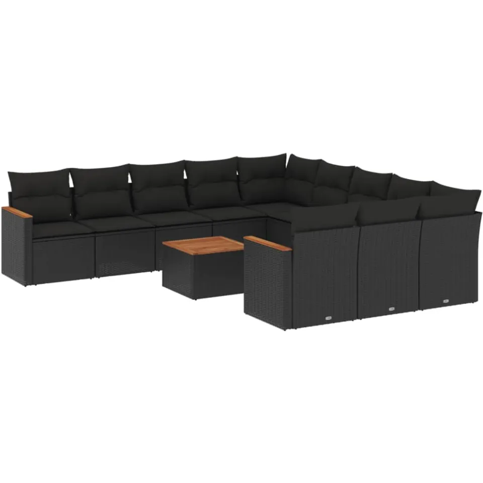 vidaXL Patio Sofa Set 12-zits Black, foto 3