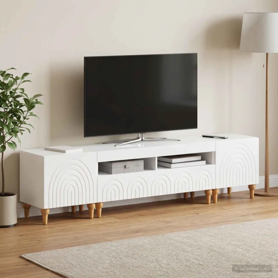 vidaXL 3-delige LED TV-kast Hoogglans Wit Bewerkt hout, foto 3