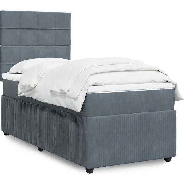 vidaXL Boxspring met matras fluweel donkergrijs 90x190 cm grijs