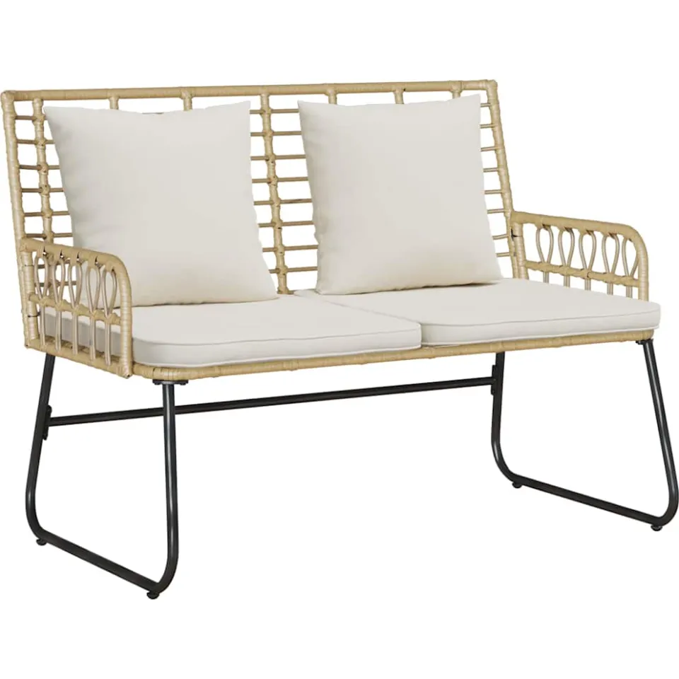 vidaXL Tuinbank Bruin en Crème poly rattan