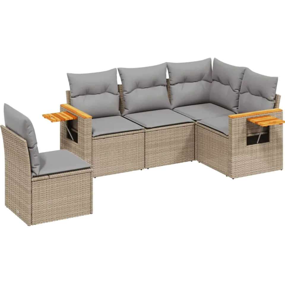 vidaXL Patio Sofa Set 5-zits Beige and Grey
