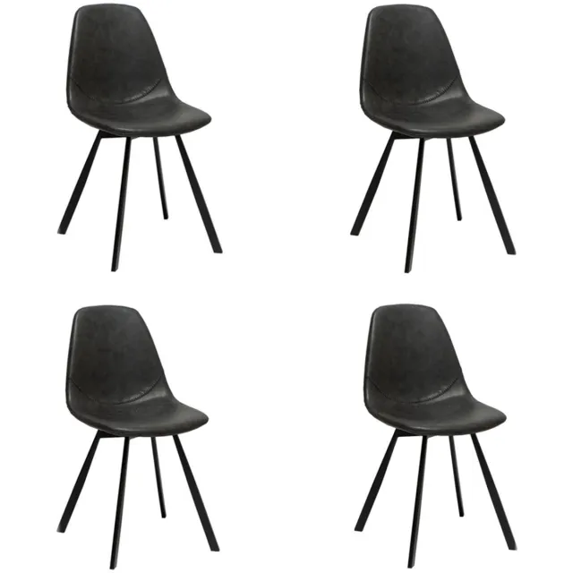 Bronx71 Industriële eetkamerstoel Logan antraciet eco-leer - Eetkamerstoelen set van 4 - stoel