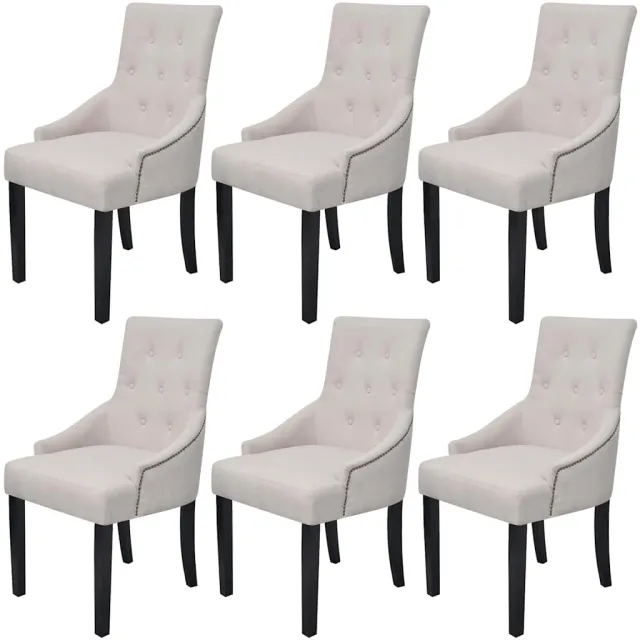 vidaXL Eetkamerstoelen 6 st stof crèmegrijs