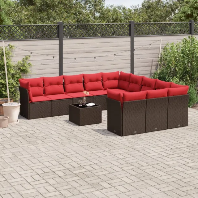 vidaXL 12-delige tuinbankset met kussens, bruin polyrotan, foto 2