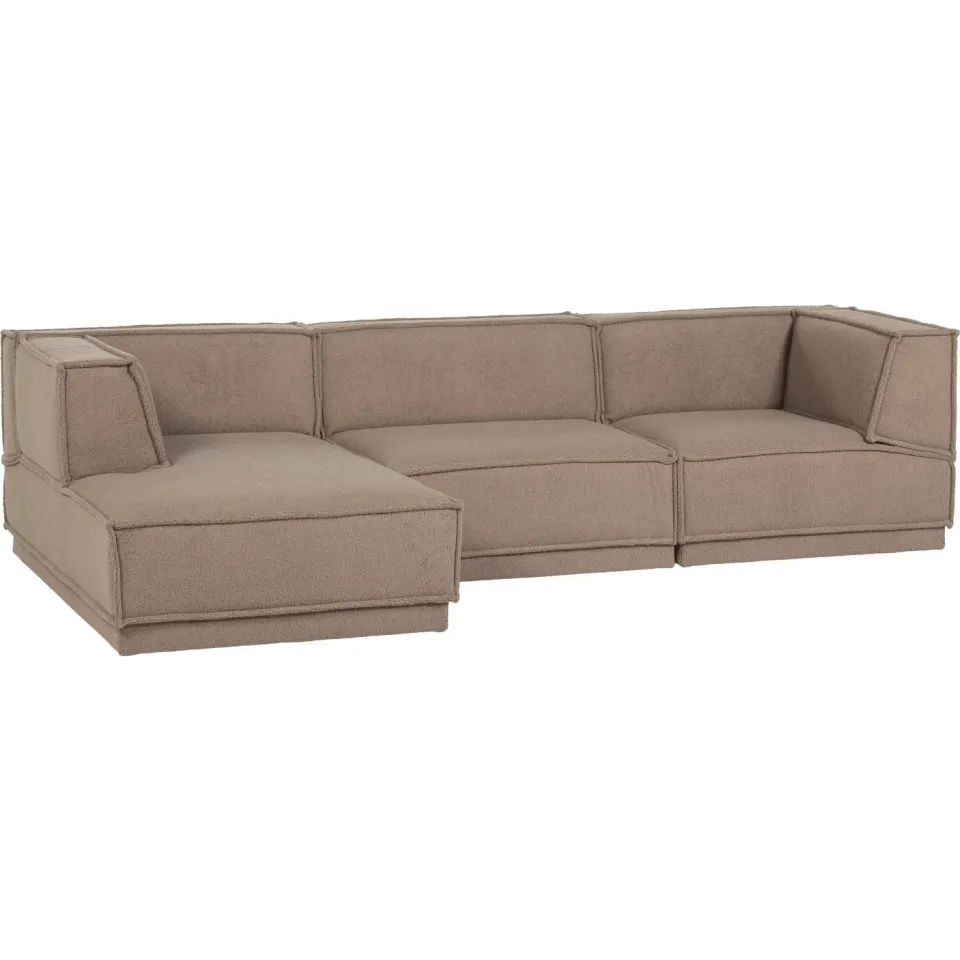 WOOOD Manu Chaise Longue Bank Links - Velvet - Bruin - 73x286x160, foto 3