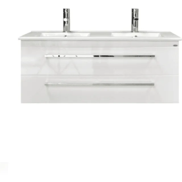 Sanicare Badkamermeubelset Sanicare Q1 2 Soft Close Lades Hoogglans Wit 121x46 cm