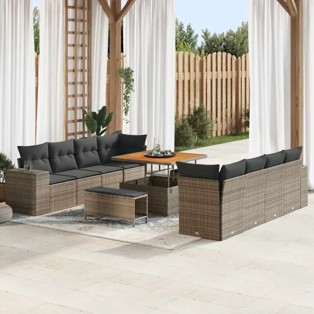vidaXL Tuin Sofa Set 11 st Grijs poly rattan, foto 2