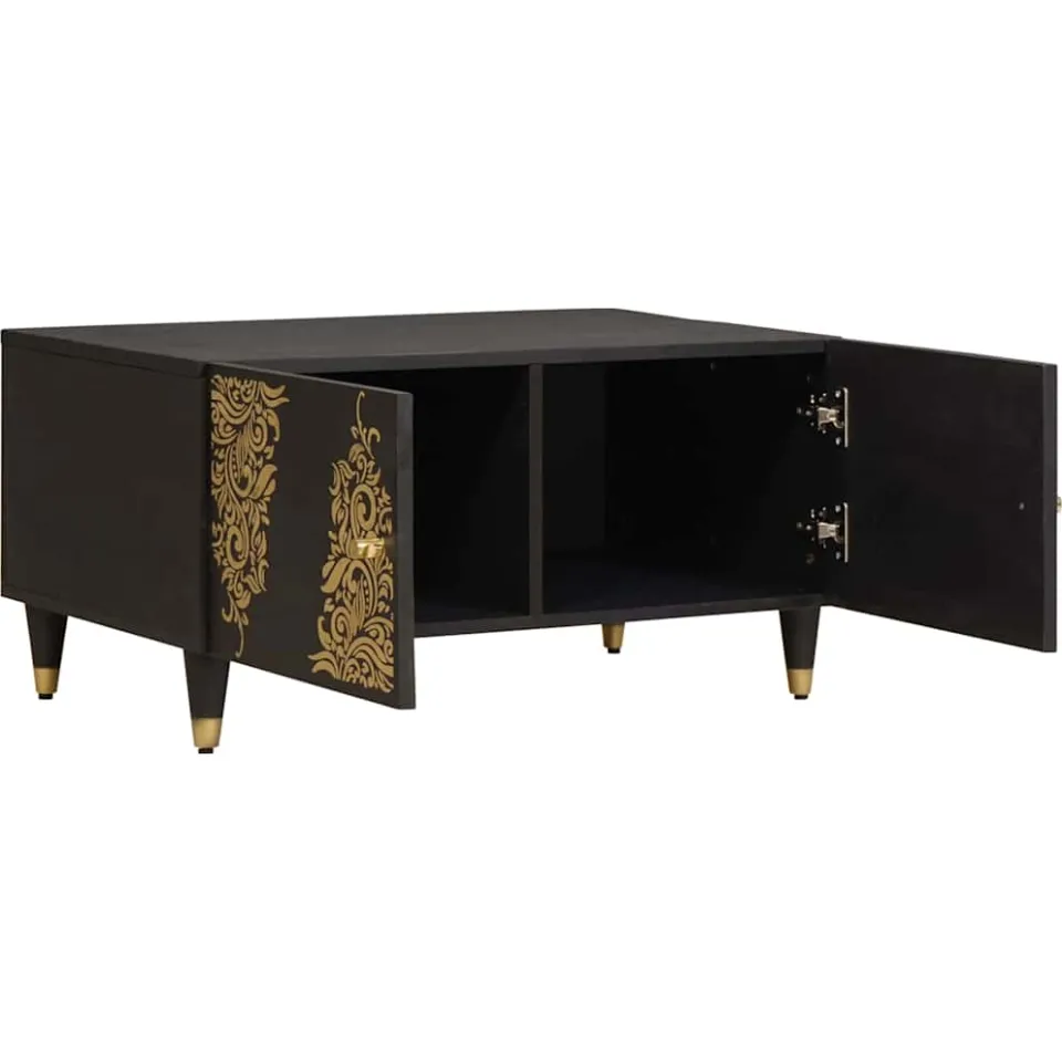 vidaXL Salontafel Zwart 80 x 50 x 40 cm Massief Mango Hout, foto 2