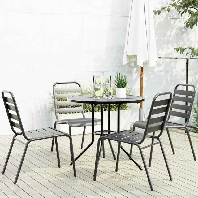 vidaXL 5-delige Tuinset stapelbaar gepoedercoat staal antracietkleur, foto 2