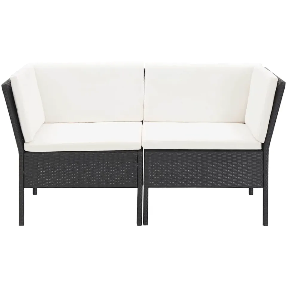 vidaXL 6-delige Loungeset met kussens poly rattan zwart, foto 4