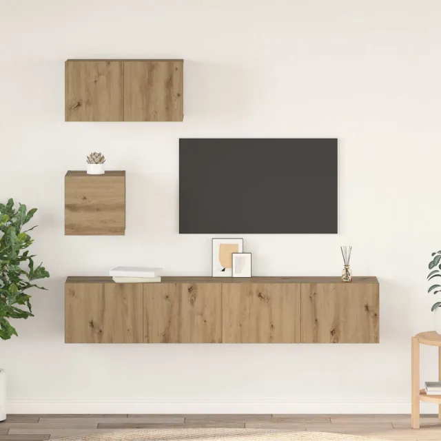 vidaXL Tv-meubelset 3 st Artisan Eiken Bewerkt hout Bruin