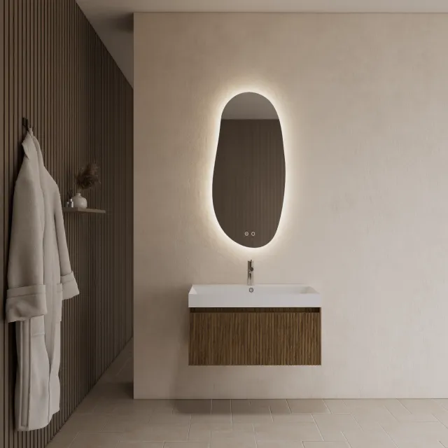 Gliss Design Badkamermeubel Gliss Design Timotheus 80 cm Castle Brown (Keuze Wastafel) Eiken