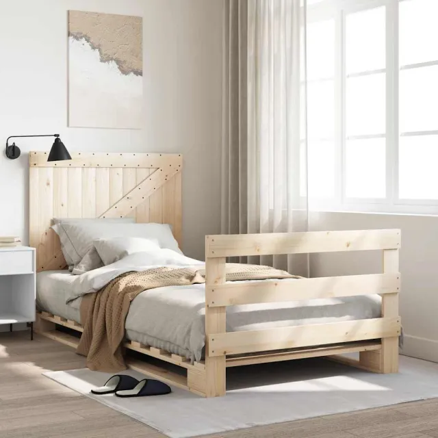vidaXL Bedframe met hoofdbord massief grenenhout 100x200 cm bruin