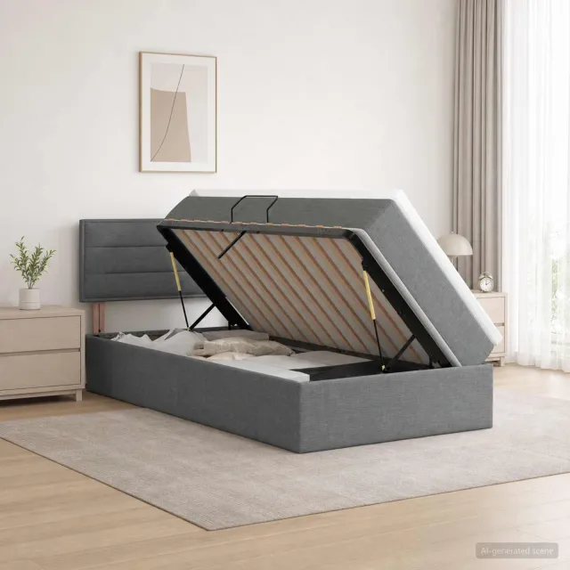 vidaXL Opbergbed met matras Donkergrijs 90 x 190 cm fluweel