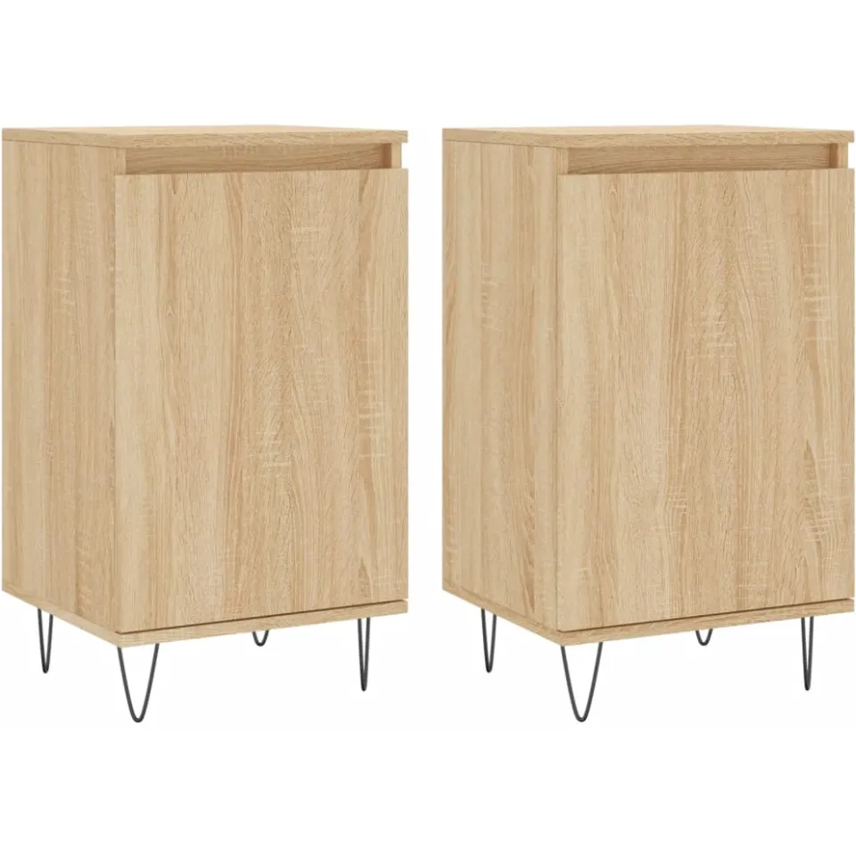 vidaXL Dressoirs 2 st 40x35x70 cm bewerkt hout sonoma eikenkleurig, foto 3