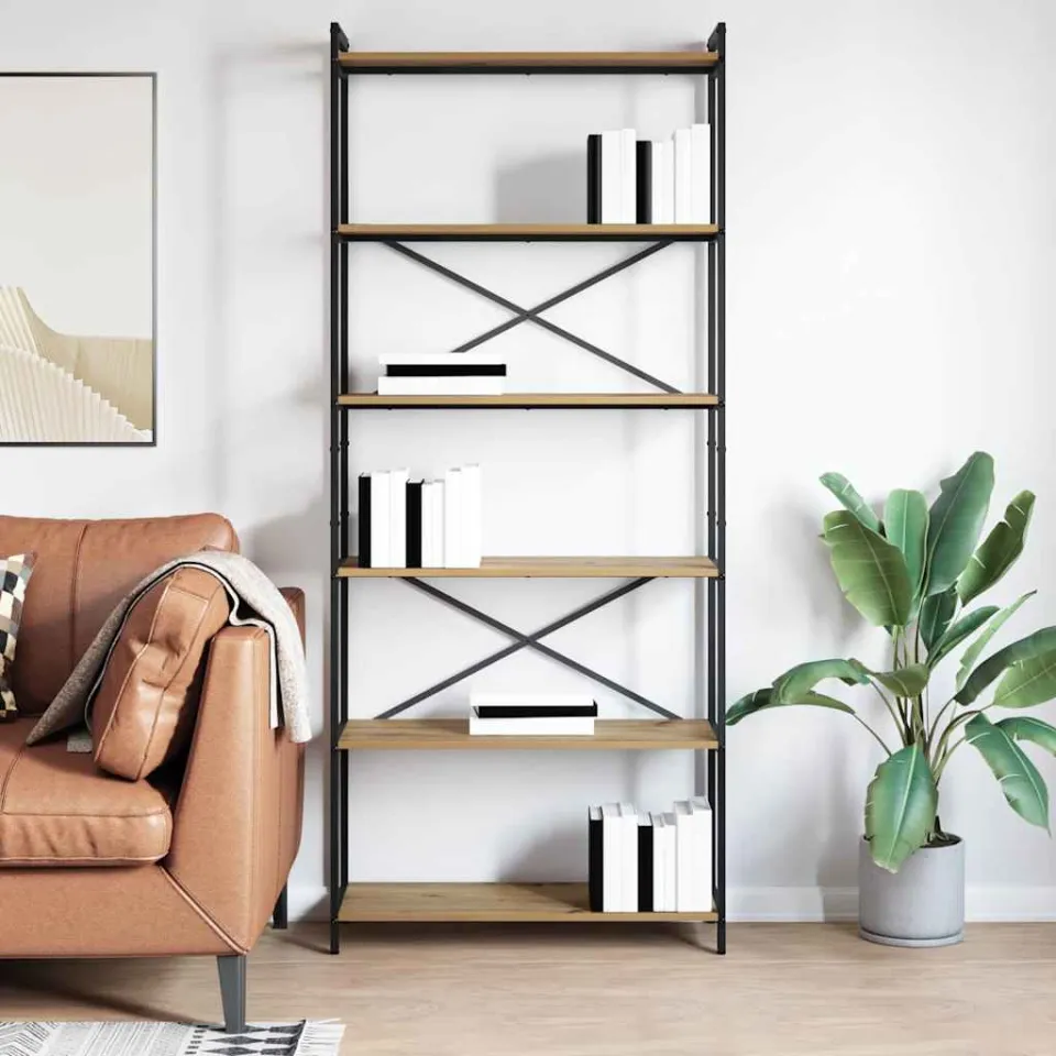 vidaXL Boekenkast 80 x 30 x 189,5 cm Bewerkt hout Artisan Eiken, foto 3