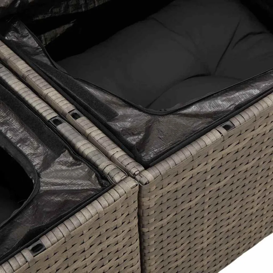 vidaXL Tuin Sofa Set 7 st Grijs Poly riet, foto 3