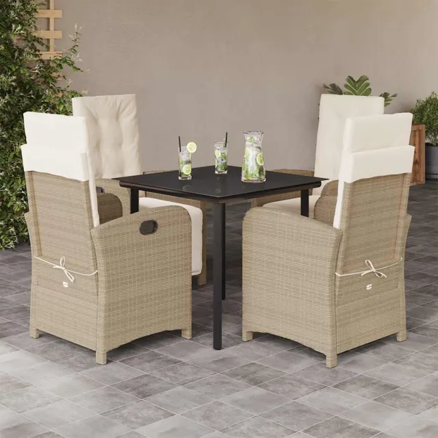 vidaXL 5-delige Tuinset met kussens poly rattan beige, foto 2