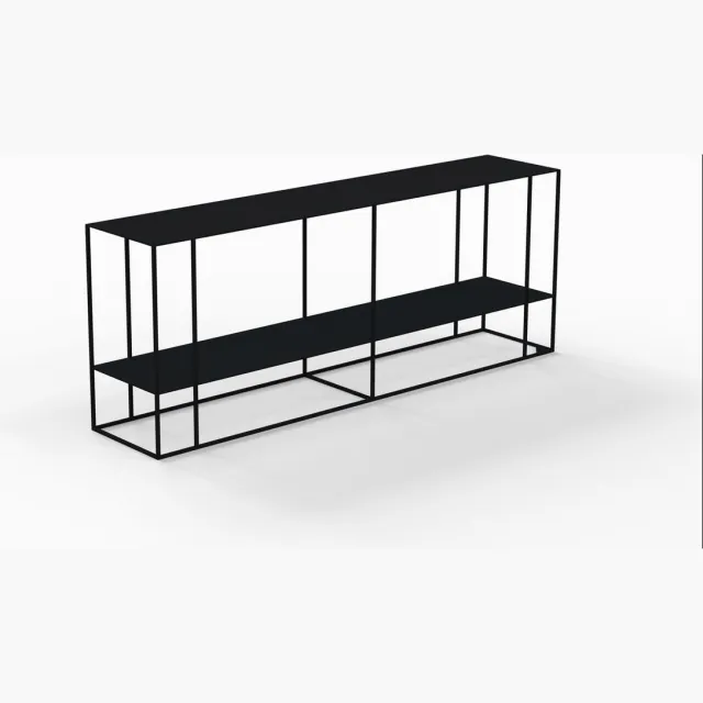 Stainiq ® Dolf sidetable dubbel blad - wandtafel | mat zwart | metaal | 170 x 35 x 65 cm RAL 7021