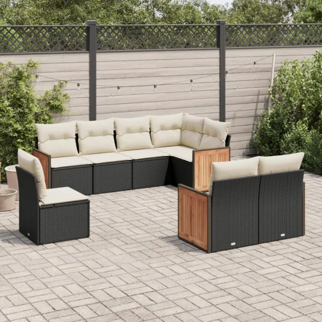 vidaXL 8-delige Loungeset met kussens poly rattan zwart, foto 2