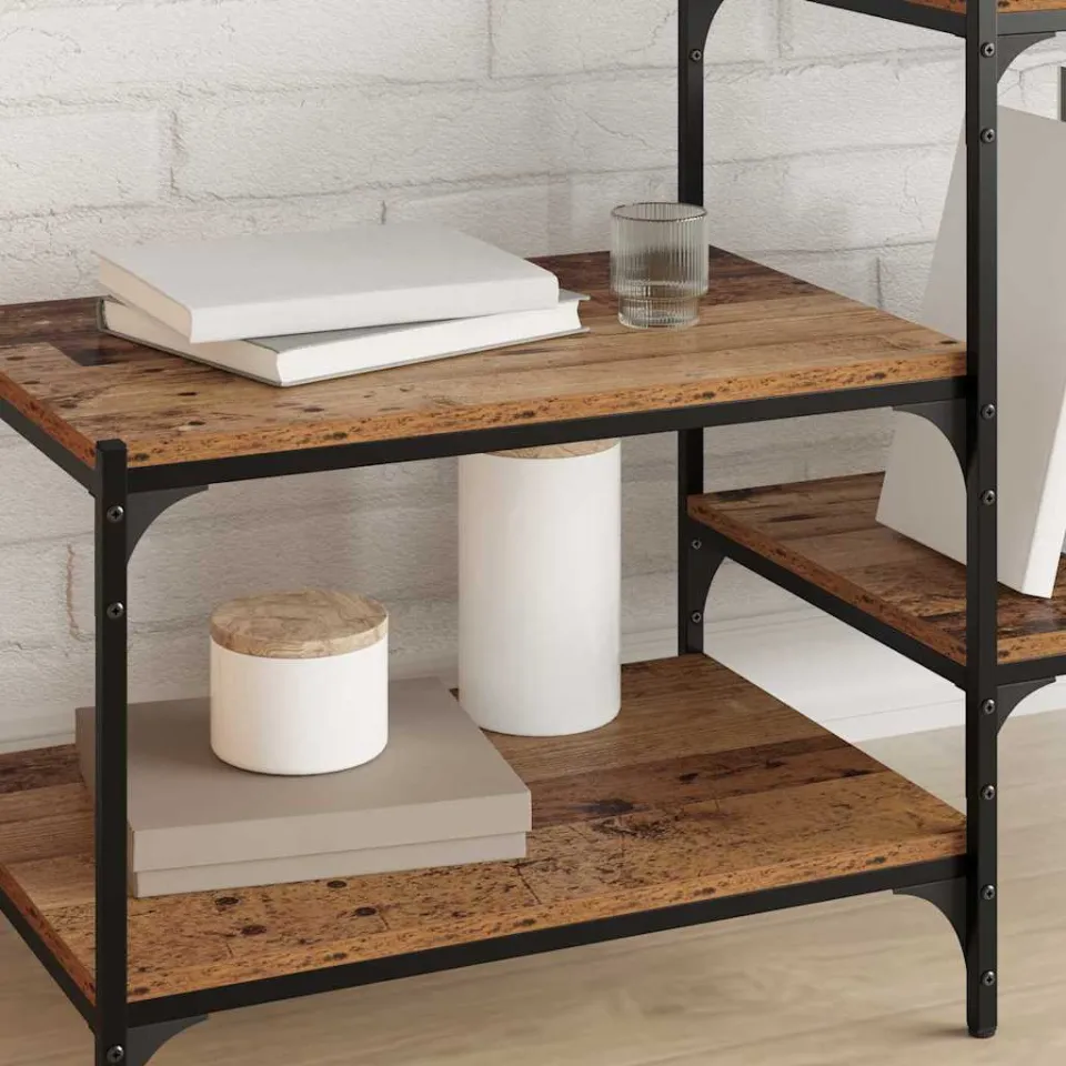vidaXL Boekenplank Bord 3-laags 4 st 60 x 40 x 1,5 cm Bewerkt hout bruin, foto 4